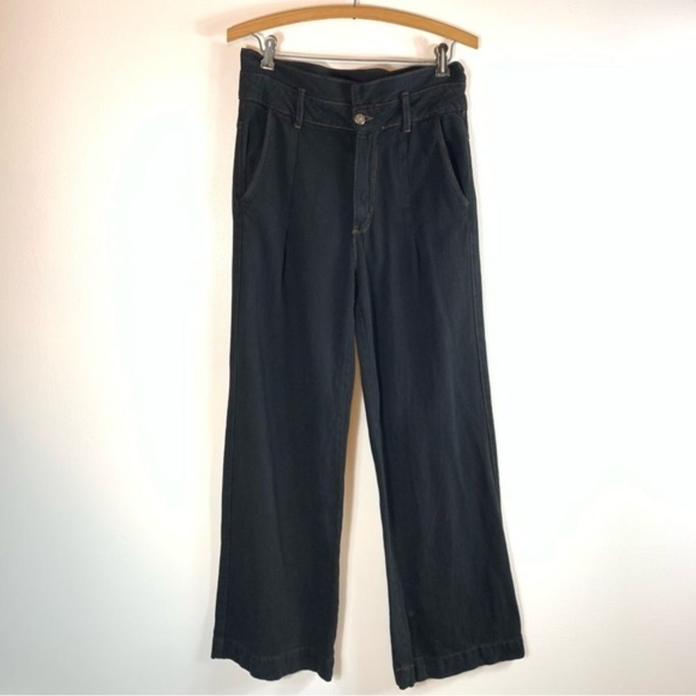 Melinda Dark Wash High Waisted Paper Bag Waist Jeans Wide Leg Size EU 38 US 10